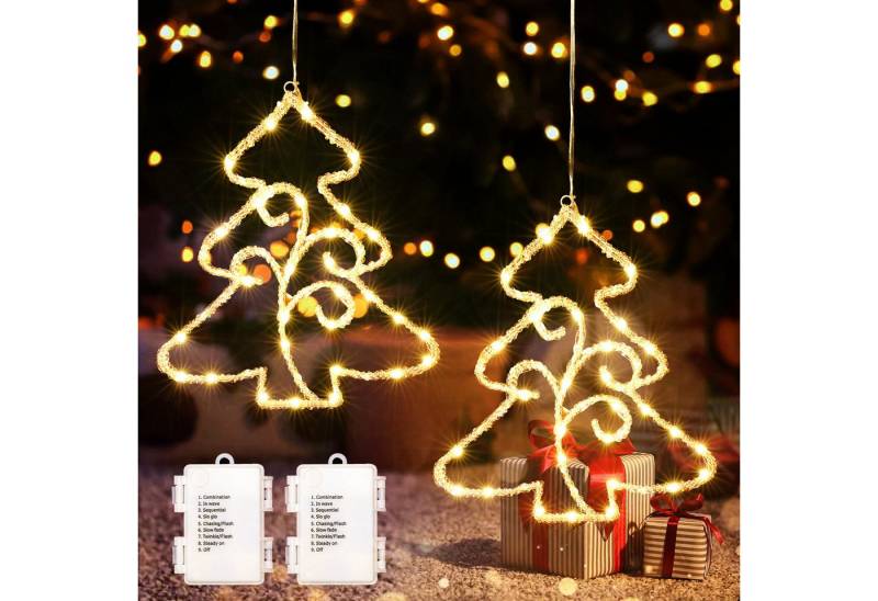 Elegear LED-Lichterkette LED Dekolicht Weihnachtsbaum Weihnachtsdeko 75 x 43CM mit 143/110 LEDs, Weihnachtsbeleuchtung Fenster für Innen/Außen, Timer Speicherfunktion von Elegear