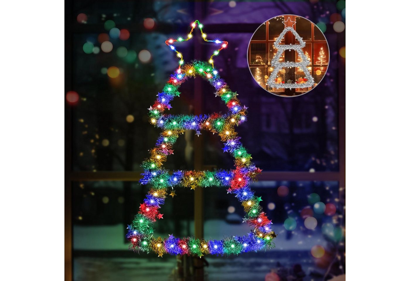 Elegear LED-Lichterkette LED Dekolicht Weihnachtsbaum Weihnachtsdeko 75 x 43CM mit 143/110 LEDs, Weihnachtsbeleuchtung Fenster für Innen/Außen, Timer Speicherfunktion Elegear LED-Lichterkette LED Dekolicht Weihnachtsbaum Weihnachtsdeko 75 x 43CM mit 143/110 LEDs, Weihnachtsbeleuchtung Fenster für Innen/Außen, Timer Speicherfunktion von Elegear