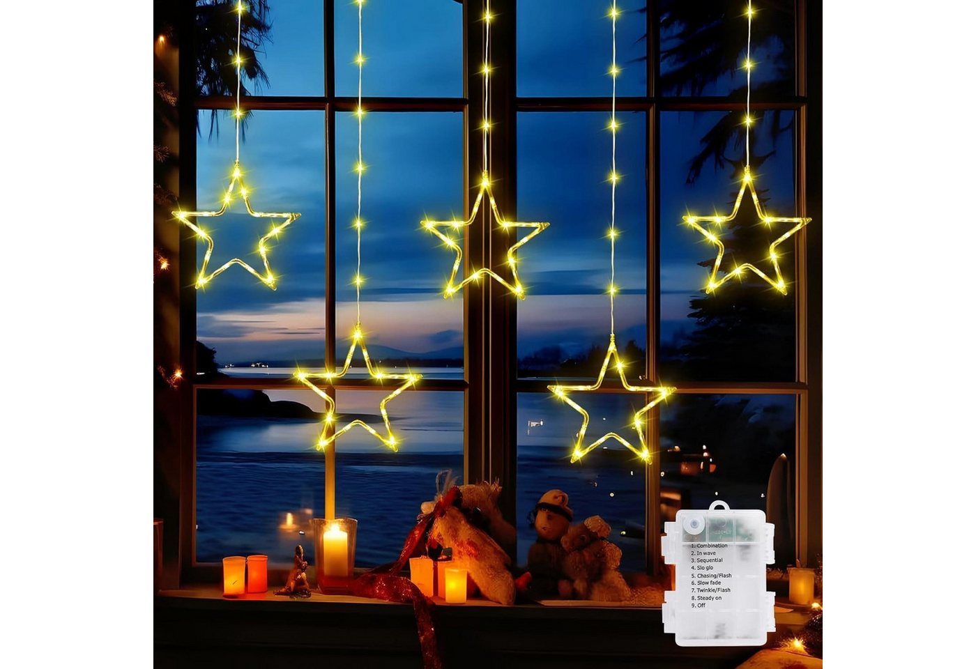 Elegear LED-Lichterkette Weihnachtsdeko Fenster Stern, beleuchtete Weihnachtsbeleuchtung, Lichterkette Sterne mit Timer Innen/Außen, Weihnachtsstern Fensterdeko Elegear LED-Lichterkette Weihnachtsdeko Fenster Stern, beleuchtete Weihnachtsbeleuchtung, Lichterkette Sterne mit Timer Innen/Außen, Weihnachtsstern Fensterdeko von Elegear