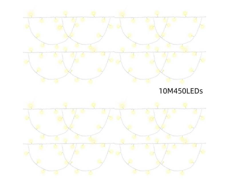 Elegear LED-Lichtervorhang 10M Eisregen Lichterkette Weihnachtsbeleuchtung Deko Außen/Outdoor, 450-flammig, 2300K mit Timer/Memory-Funktion (Erweiterbar Max. 40M) von Elegear