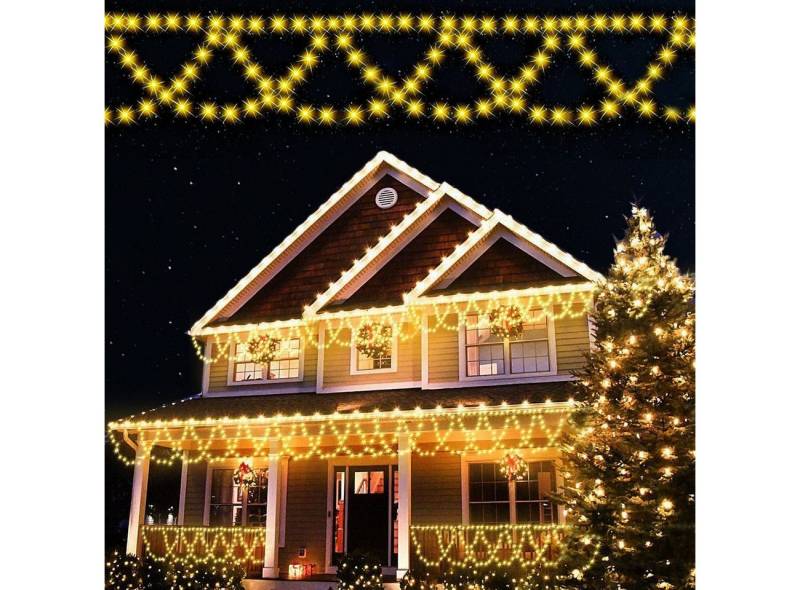Elegear LED-Lichtervorhang Eisregen Lichterkette Weihnachtsbeleuchtung Deko, 10M(Max. 40M), 450-flammig, Weihnachtsbeleuchtung Deko Außen/Outdoor mit Timer/Memory-Funktion von Elegear