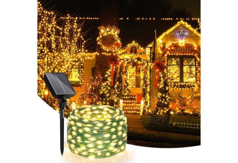 Quntis LED Solarleuchte 30M 300LEDs Solar Gartenleuchte mit Batterie, LED wechselbar, Tageslichtweiß, Warm, für Ostern Deko, USB Laden von Quntis