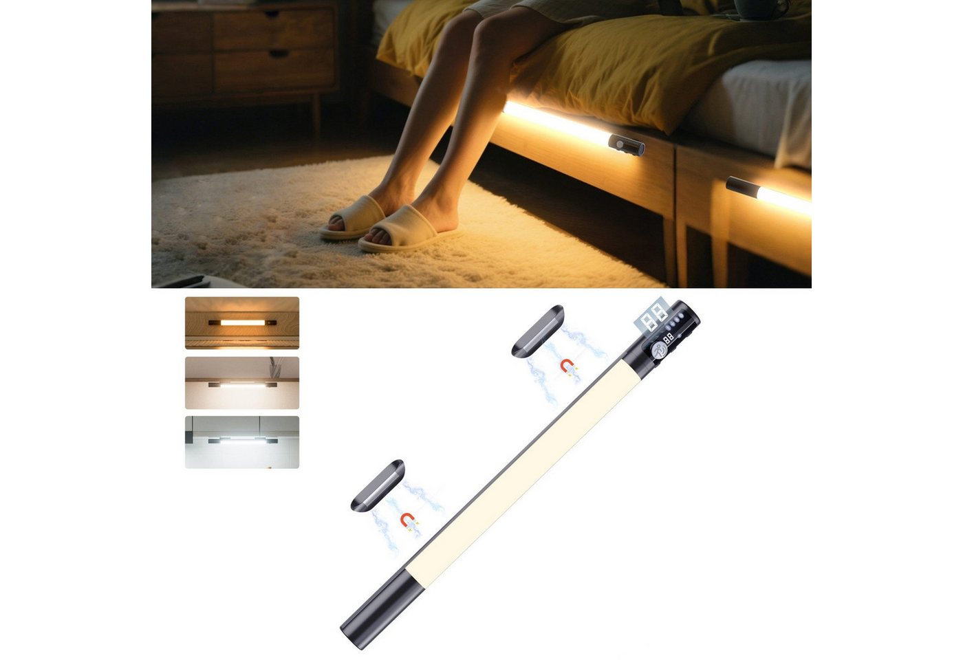 Elegear LED Unterbauleuchte 38/40 cm LED Lampe dimmbar, küchenlampe mit Bewegungsmelder, 2000 mAh Akku, 3 Farbtemperaturen, LED Leiste, LED festintegriert, LED Nachttischlampe, Warmweiß, Kaltweiß, Neutralweiß, Bewegungsmelder Licht, Schranklicht für Flur, Wohnwand, Schlafzimmer Elegear LED Unterbauleuchte 38/40 cm LED Lampe dimmbar, küchenlampe mit Bewegungsmelder, 2000 mAh Akku, 3 Farbtemperaturen, LED Leiste, LED festintegriert, LED Nachttischlampe, Warmweiß, Kaltweiß, Neutralweiß, Bewegungsmelder Licht, Schranklicht für Flur, Wohnwand, Schlafzimmer von Elegear