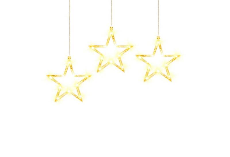 Elegear Lichterkette 1.6M 30 LEDs Sterne Lichtervorhang, Timer/Memory-Funktion, mit 4 Haken, 30-flammig, LED Fensterbilder für Innen/Außen/Fenster Weihanchten mit 8 Modi von Elegear