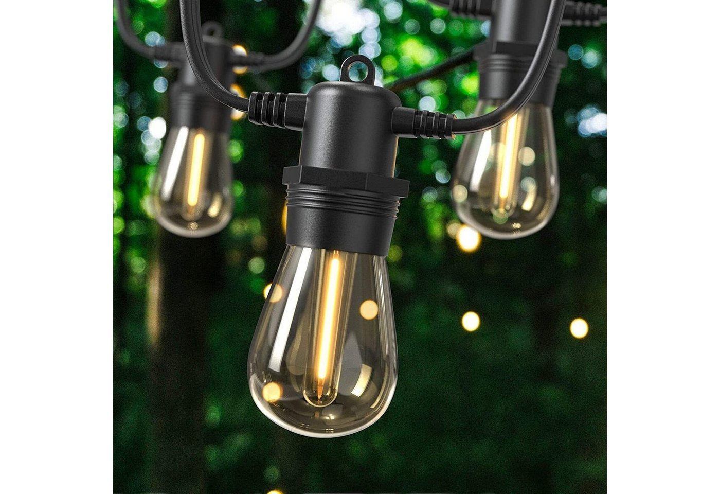 Elegear Lichterkette Außen S14 Glühbirnen Lichterkette, Outdoor Weihnachten Deko, 30-flammig, Retro für Balkon/Garten/Camping/Ostern von Elegear
