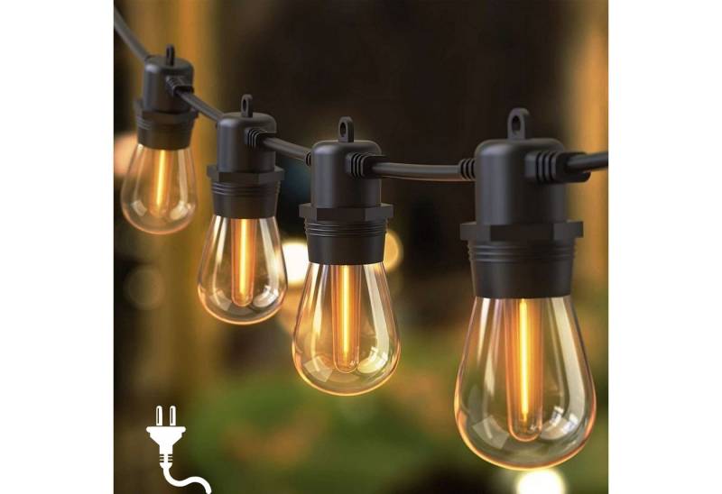 Elegear Lichterkette LED Lichterkette Outdoor 16/31m Balkonlampen Gartenlampen erweiterbare, Lichterketten mit Steckdosen für Balkon Party Halloween Weihnachtsdeko von Elegear