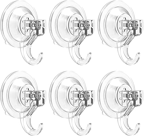Elegear 6-Pack Saugnapf Haken Ohne Bohren, Saugnäpfe mit Haken Ohne Bohren, Wiederverwendbar Saughaken Extra Stark, 7cm Saugknöpfe für Bad Fenster Glas Küche, Transparent, Max 3KG von Elegear