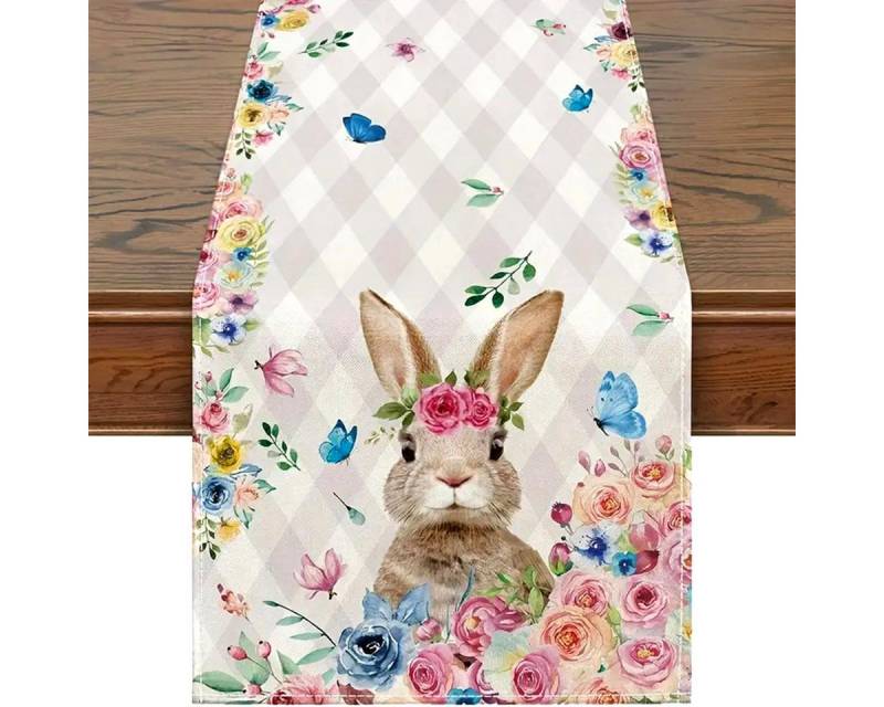 Elegear Tischläufer Ostereier Tischläufer 33x183cm, Linen-Look, Wasserabweisend & Waschbar, Esstischdeko für Innen & Außen, Urlaub & Party, Wohnzimmerdekor von Elegear
