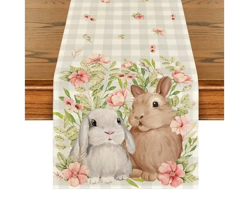 Elegear Tischläufer Ostereier Tischläufer 33x183cm, Linen-Look, Wasserabweisend & Waschbar, Esstischdeko für Innen & Außen, Urlaub & Party, Wohnzimmerdekor von Elegear