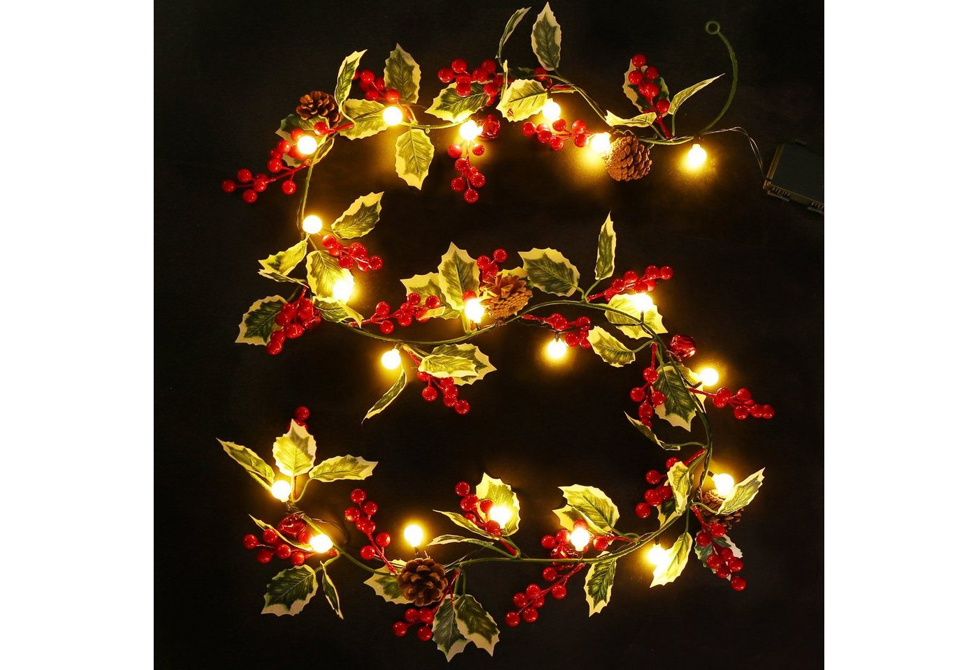 Kunstgirlande Weihnachtsgirlande(1.75M 2PCS) mit Beleuchtung 20LEDs Lichterkette, Elegear, 8Modi+Timer+Memory-Funktion Weihnachten Deko von Elegear