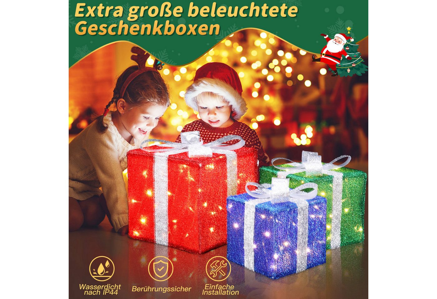 Kunstgirlande Weihnachtsgirlande(1.75M 2PCS) mit Beleuchtung 20LEDs Lichterkette, Elegear, Weiße Tannenzweige, Timer & Batteriebetrieb, Weihnachtsdeko Innen von Elegear