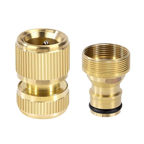1x Schlauchanschluss Messing Schnellkupplung Garten Schlauch Adapte von 22mm Innenfaden und 24mm Außengewinde, 1x Schlauchverbinder zu 1/2'' DN15 Wasserschlauch (OD 16mm, ID12mm) von Elegrip