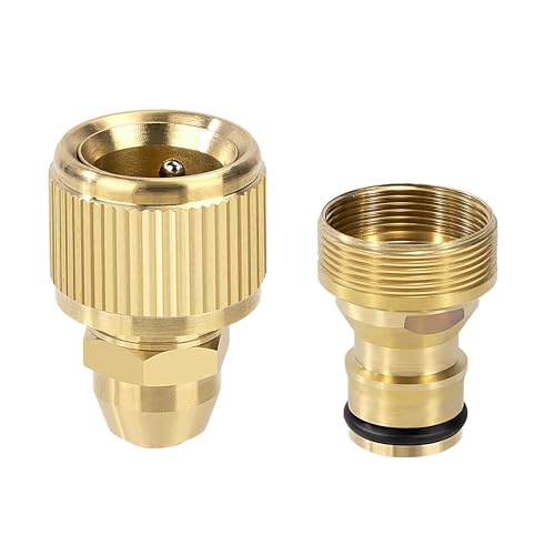 1x Schlauchanschluss Messing Schnellkupplung Garten Schlauch Adapte von 22mm Innenfaden und 24mm Außengewinde, 1x Schlauchverbinder zu 3/8'' DN10 Wasserschlauch (OD 12mm, ID8mm) von Elegrip