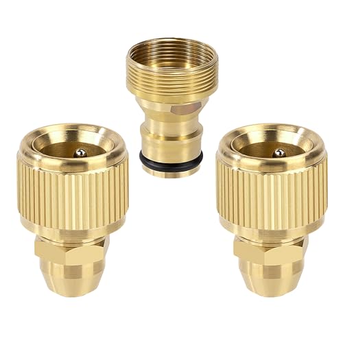 1x Schlauchanschluss Messing Schnellkupplung Garten Schlauch Adapte von 22mm Innenfaden und 24mm Außengewinde, 2x Schlauchverbinder zu 3/8'' DN10 Wasserschlauch (OD 12mm, ID8mm) von Elegrip