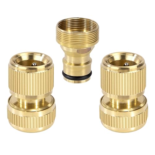 1x Schlauchanschluss Messing Schnellkupplung Garten Schlauch Adapte von 22mm Innenfaden und 24mm Außengewinde, 2x Schlauchverbinder zu 3/8'' Wasserschlauch (OD 20mm, ID15mm) von Elegrip