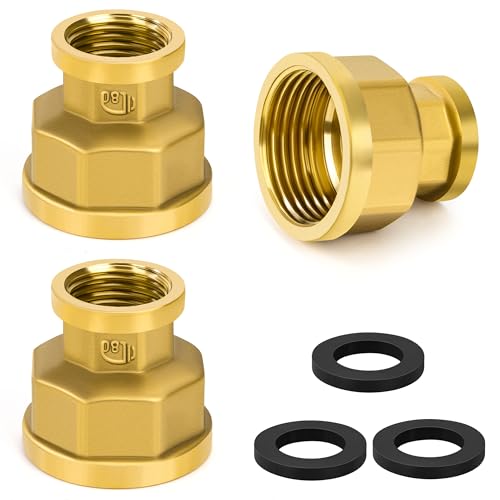 3 Stk Reduzierung Messing Rohrverschraubung, Doppelnippel Muffe 1" x 1/2" IG/IG Innengewinde Verbindungsstück Adapter, Doppelmuffe Anschlussnippel für Rohranschluss 3 Stk Reduzierung Messing Rohrverschraubung, Doppelnippel Muffe 1" x 1/2" IG/IG Innengewinde Verbindungsstück Adapter, Doppelmuffe Anschlussnippel für Rohranschluss von Elegrip