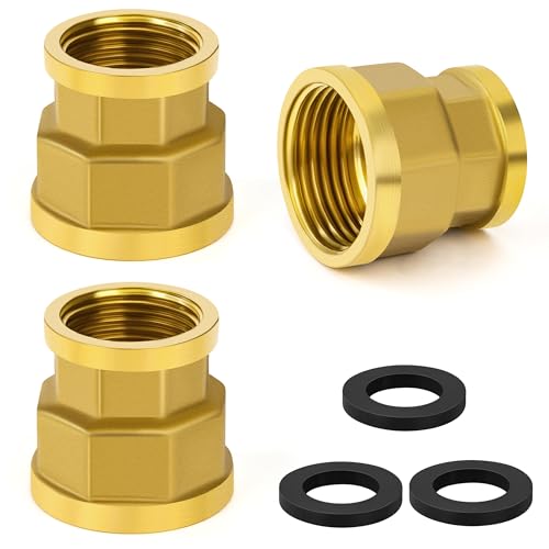 3 Stk Reduzierung Messing Rohrverschraubung, Doppelnippel Muffe 1" x 3/4" IG/IG Innengewinde Verbindungsstück Adapter, Doppelmuffe Anschlussnippel für Rohranschluss 3 Stk Reduzierung Messing Rohrverschraubung, Doppelnippel Muffe 1" x 3/4" IG/IG Innengewinde Verbindungsstück Adapter, Doppelmuffe Anschlussnippel für Rohranschluss von Elegrip