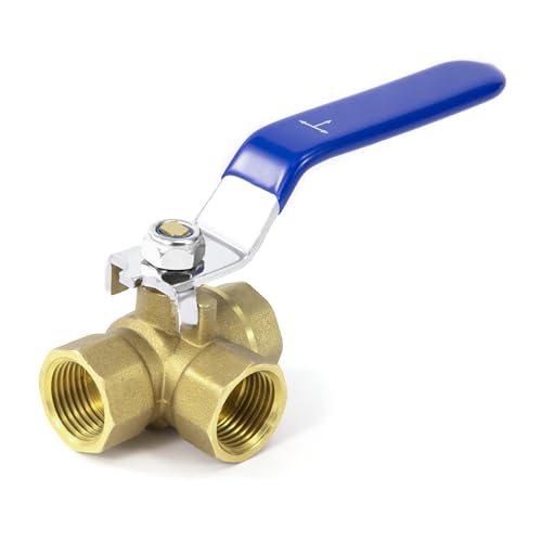 3-Wege Messing Kugelhahn, 1 Stück DN10 3/8 '' Innengewinde T-Typ Absperrventil, Drei-Wege-Typ Ventil Rohrverschraubung Kupplung mit 180-Grad Bediengriff für Wasser, Öll, Kraftstoff von Elegrip