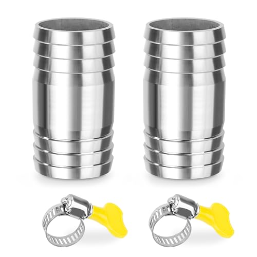 Edelstahl Schlauch Barb, 2 Stück 38mm Gerader Schlauchverbinder Adapter, 2 Wege Tüllenverbinder Schlauchanschluss mit Schlauchschellen für Kraftstoff, Luft, Wasserleitung Edelstahl Schlauch Barb, 2 Stück 38mm Gerader Schlauchverbinder Adapter, 2 Wege Tüllenverbinder Schlauchanschluss mit Schlauchschellen für Kraftstoff, Luft, Wasserleitung von Elegrip