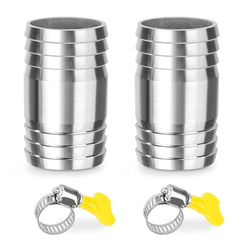 Edelstahl Schlauch Barb, 2 Stück 41mm Gerader Schlauchverbinder Adapter, 2 Wege Tüllenverbinder Schlauchanschluss mit Schlauchschellen für Kraftstoff, Luft, Wasserleitung Edelstahl Schlauch Barb, 2 Stück 41mm Gerader Schlauchverbinder Adapter, 2 Wege Tüllenverbinder Schlauchanschluss mit Schlauchschellen für Kraftstoff, Luft, Wasserleitung von Elegrip