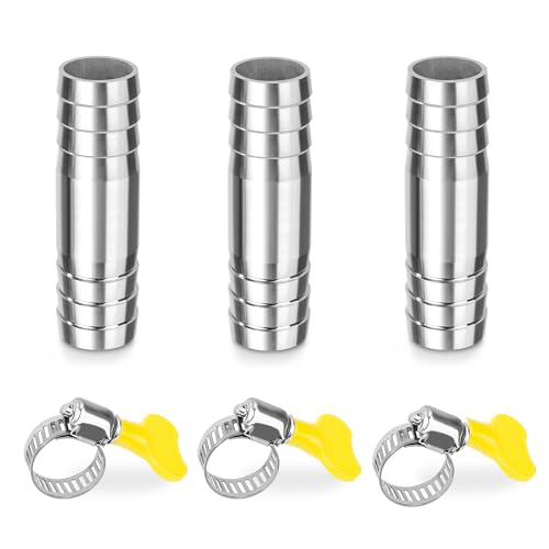 Edelstahl Schlauch Barb, 3 Stück 14mm Gerader Schlauchverbinder Adapter, 2 Wege Tüllenverbinder Schlauchanschluss mit Schlauchschellen für Kraftstoff, Luft, Wasserleitung Edelstahl Schlauch Barb, 3 Stück 14mm Gerader Schlauchverbinder Adapter, 2 Wege Tüllenverbinder Schlauchanschluss mit Schlauchschellen für Kraftstoff, Luft, Wasserleitung von Elegrip