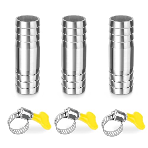 Edelstahl Schlauch Barb, 3 Stück 16mm Gerader Schlauchverbinder Adapter, 2 Wege Tüllenverbinder Schlauchanschluss mit Schlauchschellen für Kraftstoff, Luft, Wasserleitung Edelstahl Schlauch Barb, 3 Stück 16mm Gerader Schlauchverbinder Adapter, 2 Wege Tüllenverbinder Schlauchanschluss mit Schlauchschellen für Kraftstoff, Luft, Wasserleitung von Elegrip
