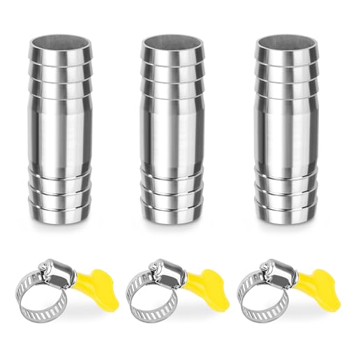 Edelstahl Schlauch Barb, 3 Stück 22mm Gerader Schlauchverbinder Adapter, 2 Wege Tüllenverbinder Schlauchanschluss mit Schlauchschellen für Kraftstoff, Luft, Wasserleitung Edelstahl Schlauch Barb, 3 Stück 22mm Gerader Schlauchverbinder Adapter, 2 Wege Tüllenverbinder Schlauchanschluss mit Schlauchschellen für Kraftstoff, Luft, Wasserleitung von Elegrip