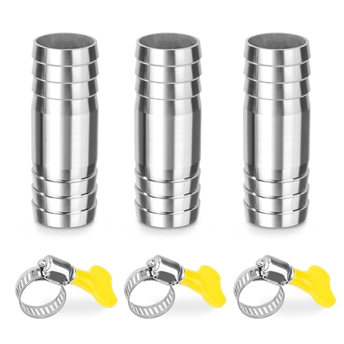 Edelstahl Schlauch Barb, 3 Stück 24mm Gerader Schlauchverbinder Adapter, 2 Wege Tüllenverbinder Schlauchanschluss mit Schlauchschellen für Kraftstoff, Luft, Wasserleitung Edelstahl Schlauch Barb, 3 Stück 24mm Gerader Schlauchverbinder Adapter, 2 Wege Tüllenverbinder Schlauchanschluss mit Schlauchschellen für Kraftstoff, Luft, Wasserleitung von Elegrip