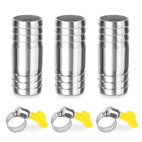 Edelstahl Schlauch Barb, 3 Stück 28mm Gerader Schlauchverbinder Adapter, 2 Wege Tüllenverbinder Schlauchanschluss mit Schlauchschellen für Kraftstoff, Luft, Wasserleitung Edelstahl Schlauch Barb, 3 Stück 28mm Gerader Schlauchverbinder Adapter, 2 Wege Tüllenverbinder Schlauchanschluss mit Schlauchschellen für Kraftstoff, Luft, Wasserleitung von Elegrip