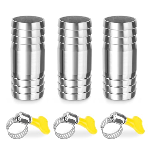 Edelstahl Schlauch Barb, 3 Stück 30mm Gerader Schlauchverbinder Adapter, 2 Wege Tüllenverbinder Schlauchanschluss mit Schlauchschellen für Kraftstoff, Luft, Wasserleitung Edelstahl Schlauch Barb, 3 Stück 30mm Gerader Schlauchverbinder Adapter, 2 Wege Tüllenverbinder Schlauchanschluss mit Schlauchschellen für Kraftstoff, Luft, Wasserleitung von Elegrip