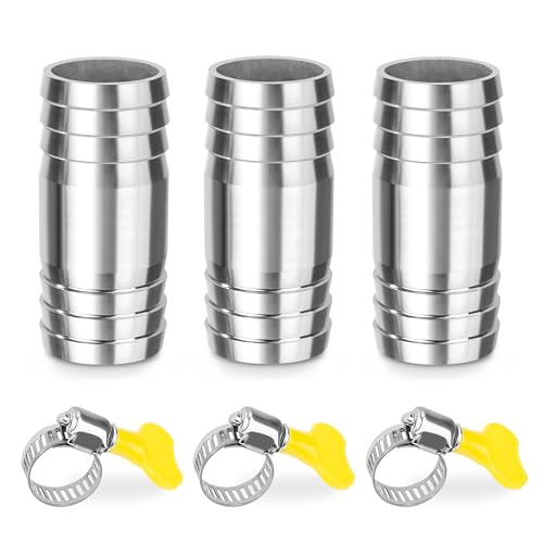 Edelstahl Schlauch Barb, 3 Stück 32mm Gerader Schlauchverbinder Adapter, 2 Wege Tüllenverbinder Schlauchanschluss mit Schlauchschellen für Kraftstoff, Luft, Wasserleitung Edelstahl Schlauch Barb, 3 Stück 32mm Gerader Schlauchverbinder Adapter, 2 Wege Tüllenverbinder Schlauchanschluss mit Schlauchschellen für Kraftstoff, Luft, Wasserleitung von Elegrip