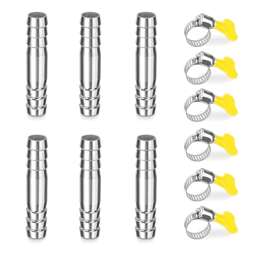Edelstahl Schlauch Barb, 6 Stück 10mm Gerader Schlauchverbinder Adapter, 2 Wege Tüllenverbinder Schlauchanschluss mit Schlauchschellen für Kraftstoff, Luft, Wasserleitung Edelstahl Schlauch Barb, 6 Stück 10mm Gerader Schlauchverbinder Adapter, 2 Wege Tüllenverbinder Schlauchanschluss mit Schlauchschellen für Kraftstoff, Luft, Wasserleitung von Elegrip