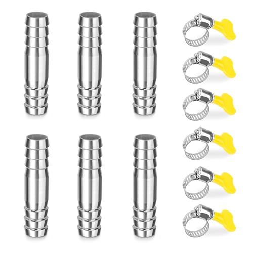 Edelstahl Schlauch Barb, 6 Stück 12mm Gerader Schlauchverbinder Adapter, 2 Wege Tüllenverbinder Schlauchanschluss mit Schlauchschellen für Kraftstoff, Luft, Wasserleitung Edelstahl Schlauch Barb, 6 Stück 12mm Gerader Schlauchverbinder Adapter, 2 Wege Tüllenverbinder Schlauchanschluss mit Schlauchschellen für Kraftstoff, Luft, Wasserleitung von Elegrip