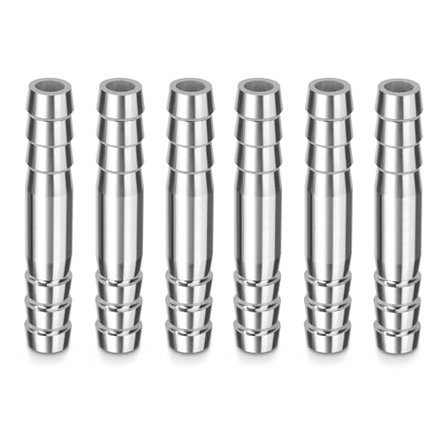 Edelstahl Schlauch Barb, 6 Stück 6mm Gerader Schlauchverbinder Adapter, 2 Wege Tüllenverbinder Schlauchanschluss für Kraftstoff, Luft, Wasserleitung von Elegrip