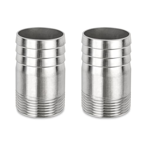 Edelstahl Schlauch Barb Fitting, 1" Male * 31.8mm Barb Splicer Mender Round Union Coupler Adapter für Wasserhahn (2 Stück) von Elegrip