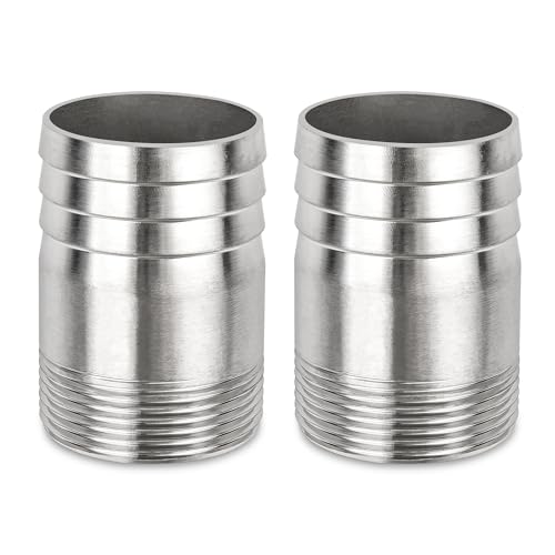 Edelstahl Schlauch Barb Fitting, 1.5" Male * 46mm Barb Splicer Mender Round Union Coupler Adapter für Wasserhahn(2 Stück) von Elegrip