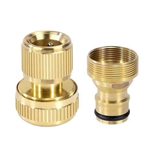 Elegrip 1x Schlauchanschluss Messing Schnellkupplung Garten Schlauch Adapte von 22mm Innenfaden und 24mm Außengewinde, 1x Schlauchverbinder zu 3/4'' DN20 Wasserschlauch (OD 23mm, ID19mm) von Elegrip