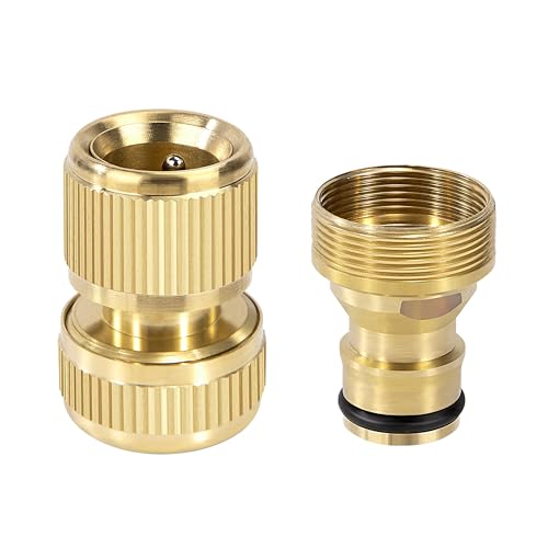 Elegrip 1x Schlauchanschluss Messing Schnellkupplung Garten Schlauch Adapte von 22mm Innenfaden und 24mm Außengewinde, 1x Schlauchverbinder zu 3/8'' Wasserschlauch (OD 20mm, ID15mm) von Elegrip