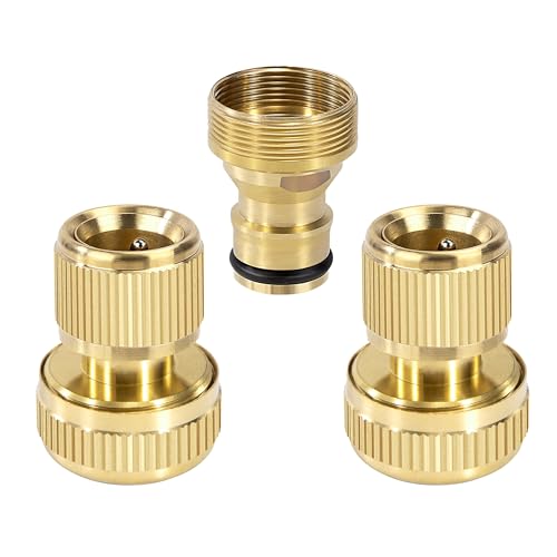 Elegrip 1x Schlauchanschluss Messing Schnellkupplung Garten Schlauch Adapte von 22mm Innenfaden und 24mm Außengewinde, 2X Schlauchverbinder zu 3/4'' DN20 Wasserschlauch (OD 23mm, ID19mm) von Elegrip