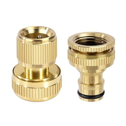 Gartenschlauch Schnellverbinder 1/2" & 3/4" 2-in-1 Messing Schnellschlauch Endverbinder, 3/4" Gartenschlauch Düse Connect Kit für Küche Garten Outdoor Schlauch Rohr Werkzeug (2 Stück) von Elegrip