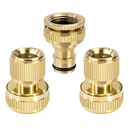 Gartenschlauch Schnellverbinder 1/2" & 3/4" 2-in-1 Messing Schnellschlauch Endverbinder, 3/4" Gartenschlauch Düse Connect Kit für Küche Garten Outdoor Schlauch Rohr Werkzeug (3 Stück) von Elegrip
