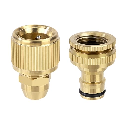 Gartenschlauch Schnellverbinder 1/2" & 3/4" 2-in-1 Messing Schnellschlauch Endverbinder, 3/8" Gartenschlauch Düse Connect Kit für Küche Garten Outdoor Schlauch Rohr Werkzeug (2 Stück) von Elegrip