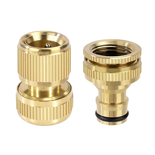 Gartenschlauch Schnellverbinder 1/2" & 3/4" 2-in-1 Messing Schnellschlauch Endverbinder, 5/8" Gartenschlauch Düse Connect Kit für Küche Garten Outdoor Schlauch Rohr Werkzeug (2 Stück) von Elegrip