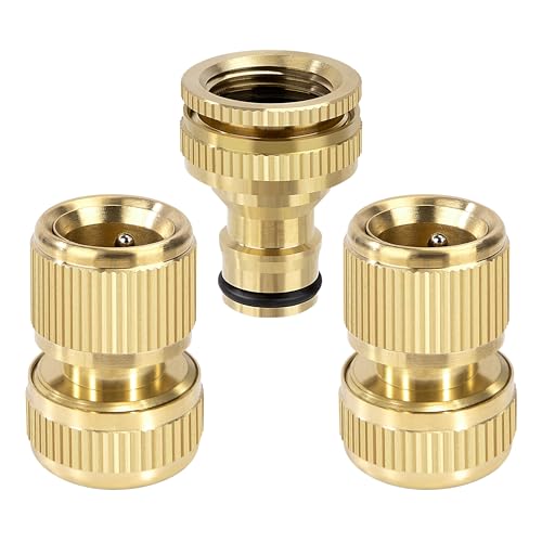 Gartenschlauch Schnellverbinder 1/2" & 3/4" 2-in-1 Messing Schnellschlauch Endverbinder, 5/8" Gartenschlauch Düse Connect Kit für Küche Garten Outdoor Schlauch Rohr Werkzeug (3 Stück) von Elegrip