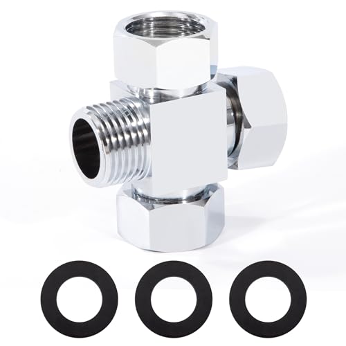 Messing 4 Wege Rohr Fitting G1/2" Messing Absperrventil Verteiler für Eckventile Umsteller, Fitting Adapter Poliertes Messing Verchromt für Toiletten Badezimmer Küche Waschbecken Bidet von Elegrip