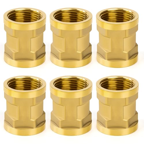 Messing Muff 1/2 Zoll IG x 1/2 Zoll IG Innengewinde Verbindungsstück, 6 Stück Gewinde Adapter Doppelmuffe Sechskant Kupplungsverbinder für Wasser, Luft, Rohranschluss Messing Muff 1/2 Zoll IG x 1/2 Zoll IG Innengewinde Verbindungsstück, 6 Stück Gewinde Adapter Doppelmuffe Sechskant Kupplungsverbinder für Wasser, Luft, Rohranschluss von Elegrip