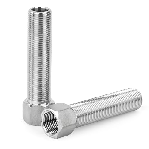 Reduzierung G1/2" Innengewinde auf G1/2" Außengewinde, 2 Stück 100mm Reduzierverlängerung Sechskantbuchse aus Edelstahl Gewinde Rohradapter für Rohrverbindungen von Elegrip