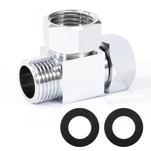 T Stück 1/2 Zoll, 3 Wege Messing Absperrventil Verteiler für Eckventile Umsteller, Duschschlauch Adapter Poliertes Messing Verchromt für Toiletten Badezimmer Küche Waschbecken Bidet von Elegrip