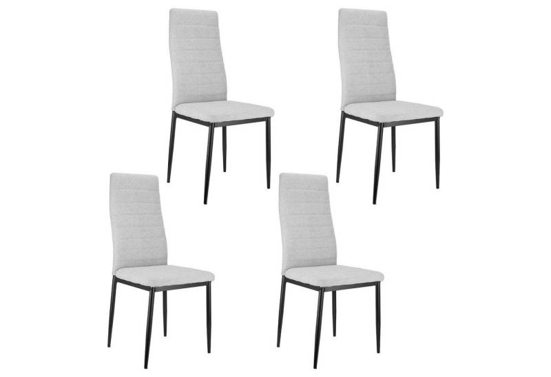 BBG Esszimmerstuhl Hochlehner ohne Armlehnen 4er-Set aus Leinen oder Cord (Elegante Esszimmerstühle mit Metallgestell, hoher Rückenlehne und weicher Polsterung für optimalen Sitzkomfort) von BBG