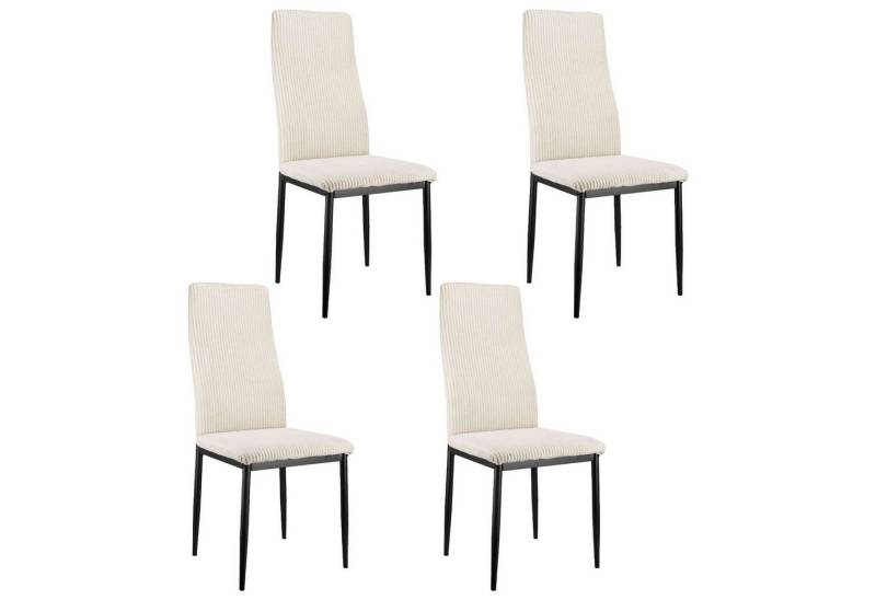 BBG Esszimmerstuhl Hochlehner ohne Armlehnen 4er-Set aus Leinen oder Cord (Elegante Esszimmerstühle mit Metallgestell, hoher Rückenlehne und weicher Polsterung für optimalen Sitzkomfort) von BBG